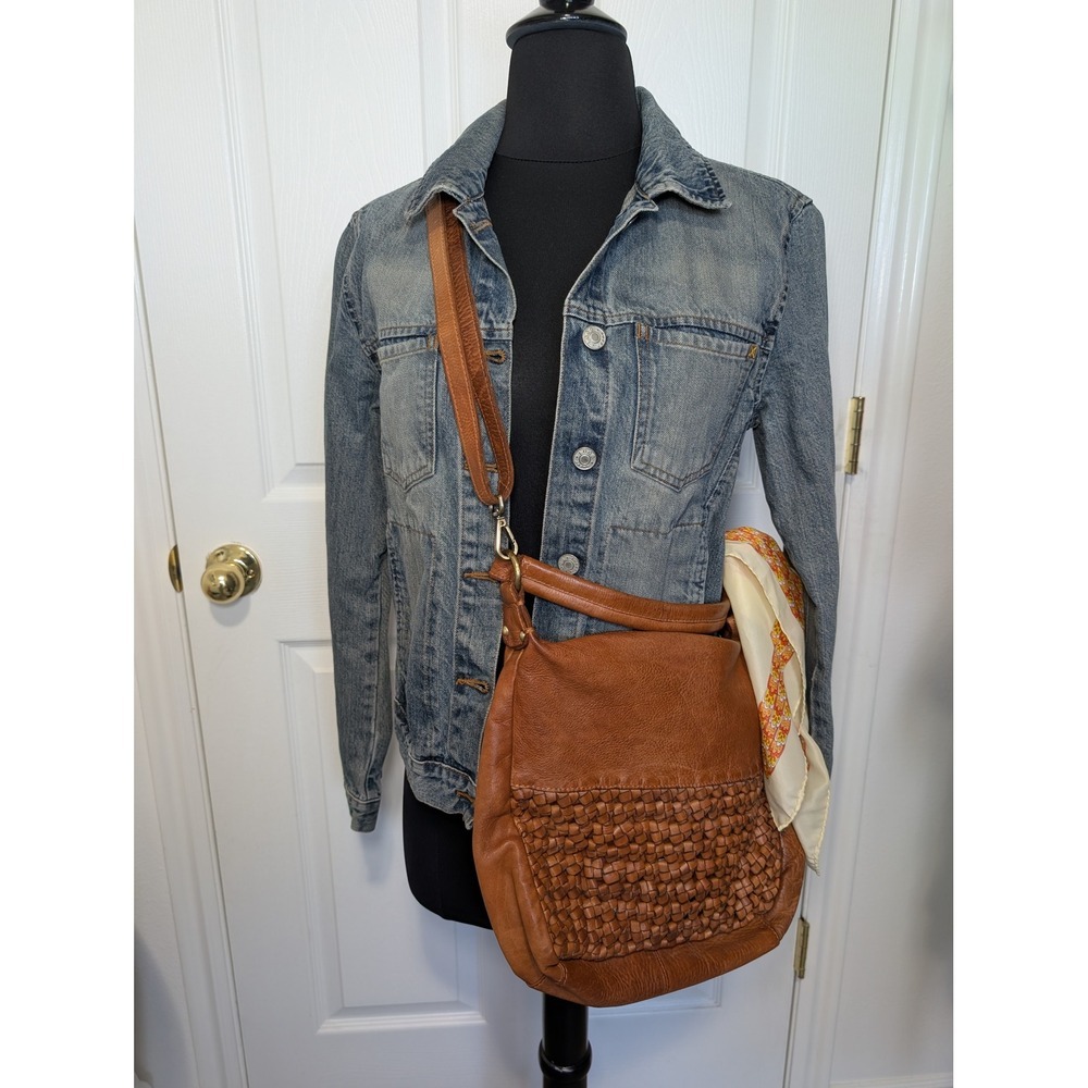 LOGG by H&M Denim Jacket Trucker Blue Mud Wash Button Front Womens Small Size 6